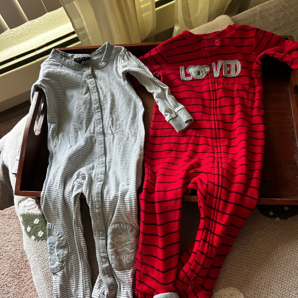 Red and Gray Striped 9M One Piece Set